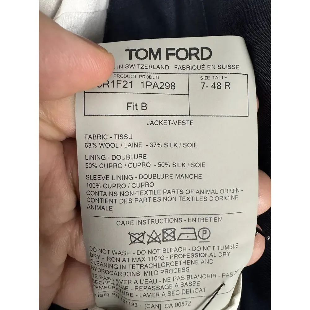 Tom Ford Wool Silk Sport Jacket Blue Peak Lapel 48 IT/ 38 US